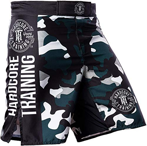 Hardcore Training Recruit Fight Shorts Men's Boxing MMA Combat BJJ Grappling Fitness Muay Thai Kickboxing No Gi (UK, Alpha, XL, Regular, Regular, Camouflage Green)
