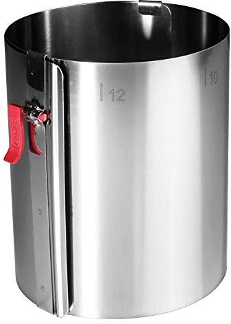 Lares Anello per torta regolabile con leva di serraggio in acciaio inox, scala | 10-18 cm | Made in Germany | 15 cm di altezza | anello per torta regolabile rotondo | lavabile in lavastoviglie