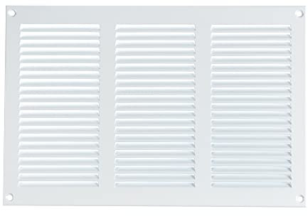 Steinberg14 Griglia di Ventilazione Rettangolare 300x200 mm - Griglie di Aerazione in Metallo Bianco - Serranda di Scarico dell'aria con Zanzariera - Copri Bocchetta Interna a Parete e a Soffitto