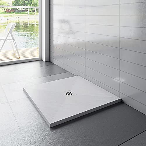 AICA receveur de douche 120x90cm Rectangulaire Extra plat Blanc antiderapant avec une grille en ABS
