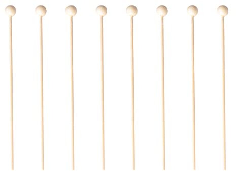 Sowaka 50 pcs 6 Inch Wooden Rock Candy Sticks with Ball Natural Wood for Cake Candy Lollipop Drink Coffee Stirrer Sticks Appetizer Skewers Swizzle