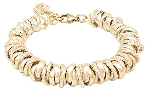 Bracciale Donna regolabile nodini anellini lucido diamantato morbido 12 mm | Leggero, Alluminio Anodizzato, Acciaio inossidabile, Anellini lucidi