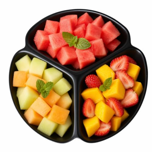 Lurrose Geteilte Servierplatte Aus Keramik Für Snacks Obst Und Vorspeisen - Multifunktionale Schwarze Snackplatte Ideal Für Partys Und Buffets