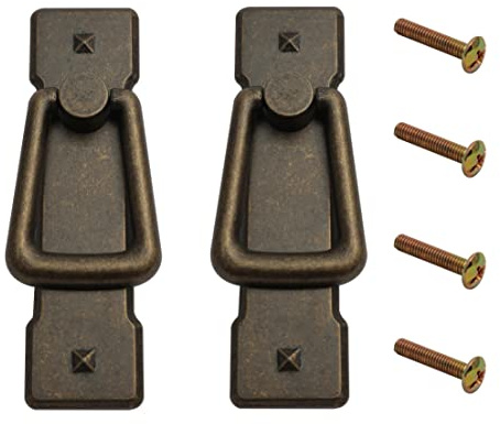HARMAC HOUSE Vintage Drop Handles 2 Pack Antique Bronze Door Ring Pull Handles Kitchen Cabinet Cupboard Chest of Drawer Vintage Bronze Drop Ring Pull Handles (2)