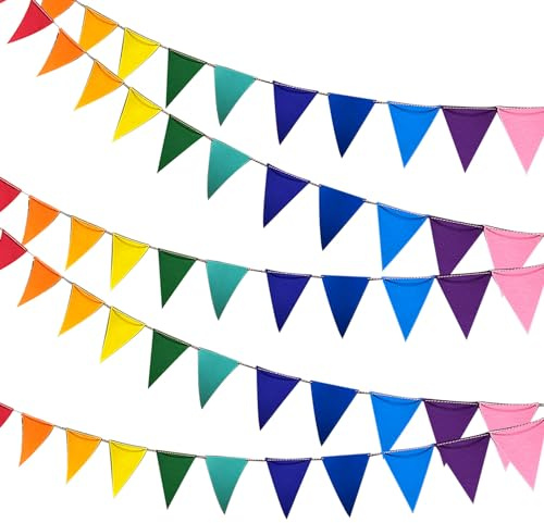 Outdoor Wimpelkette, 5 Stück Filz Wimpelkette, 13 x 17cm - Geburtstag, Regenbogen Girlande für Party, Schlafzimmer, Fenster, Klassenzimmer Dekoration