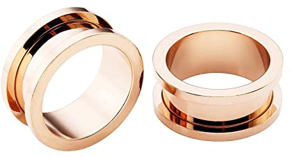 AmDxD Tunnel örhängen, 2 st piercingörhängen öron gauges plugs däck i rostfritt stål, roséguld örhängen för män kvinnor piercing smycken, Rostfritt stål, Utan zirkonia