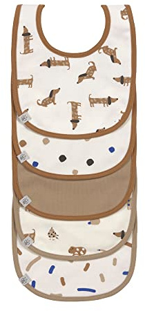 Juego de baberos LÄSSIG para bebés (5 piezas) con cierre de velcro, de algodón impermeable/valor pack baberos Little Mateys blue