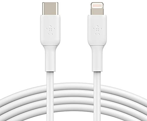 Belkin USB-C-/Lightning-Kabel (iPhone-Kabel zum Schnellladen für das iPhone 14 oder ältere Modelle) Boost Charge MFi-zertifiziertes iPhone USB-C-Kabel (Weiß, 2 m)