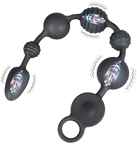 Silikon Analkugeln Vibrator mit 10 Vibrationsmodi und 3 Motoren 6 Kugeln Anal Kette Analvibrator G-Punkt Prostata Stimulator Analplugs Anal Beads Vibratoren für Männer Frauen Paare Anus Buttplug (S)