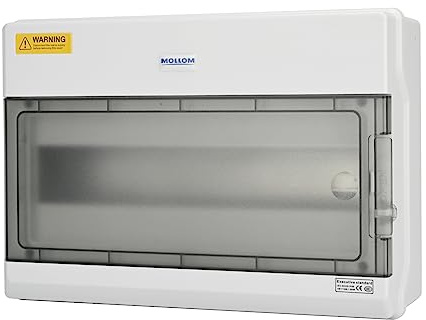 Mollom 15-fach Verteilerkasten mit Sammelschienen und DIN-Schiene | Wasserdicht IP66,mit Vorrichtung für Vorhängeschloss am Miniaturschutzschalter,geeignet für Innen- und Außeneinsatz