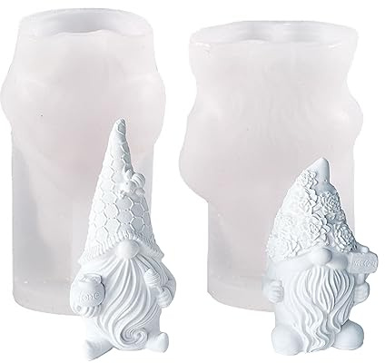 2 Stück 3D Wichtel Silikonform Weihnachten Zwerg 3D Kerzenform Silikonform Kerze Weihnachtsmann Weihnachten Kerzenform 3D Weihnachten Seifenform für Weihnachten Handwerk Ornamente