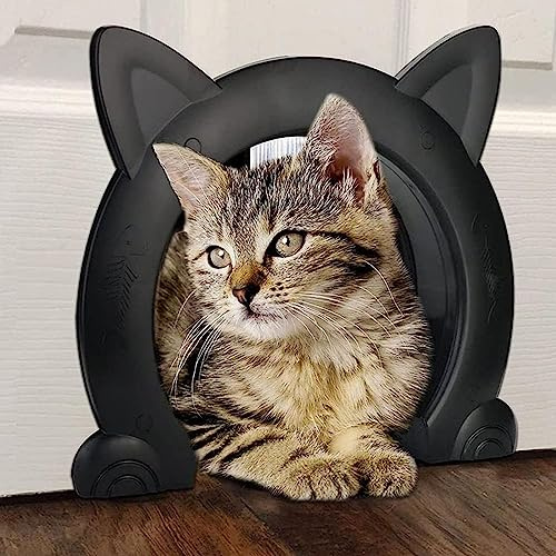 Manwetye Indoor Cat Door, Dog Door, Cat In/Out Two-Way Access Control, No Baffle, Easy Install, Pet Door, Kittens & Puppies, Cute Cat Door for Indoor Use (Black, XL)
