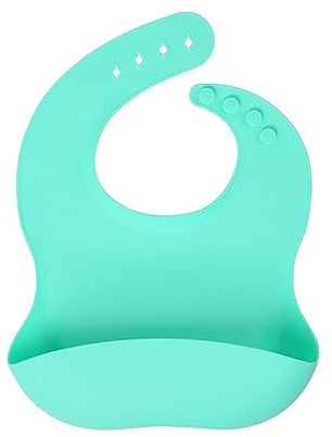 XMHSH Baby silicone bib bag Solid color silicone bib saliva pocket waterproof and dirty children's food pocket (green)