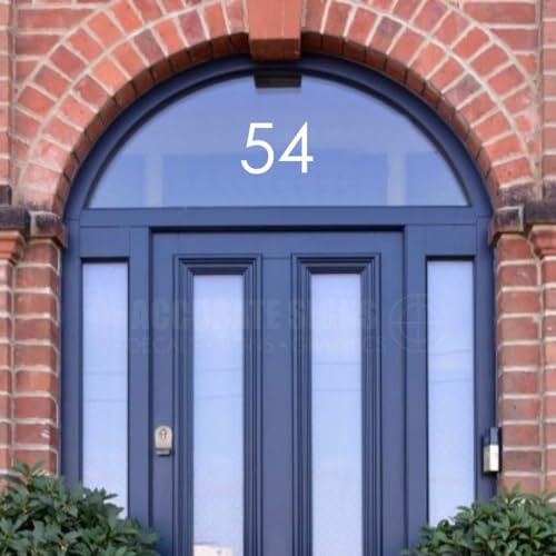 Accurate Signs | Self Adhesive House Number Sticker for Door Window Fanlight Decal White Black (05)