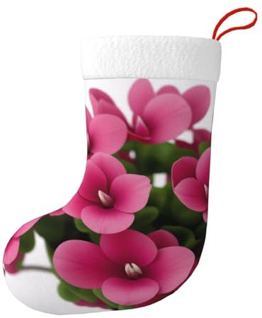 Roter Cyclamen Weihnachtsstrumpf, personalisierbar, lustige Familien-Weihnachtsstrümpfe, 45,7 cm Flanell Plüsch Weihnachtsmann Socken hängende Dekorationen Tasche Familie Urlaub Party Geschenk