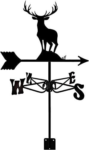 Wetterfahne, Hirsch, Dekoration, Wetterfahne, Windrichtungsanzeiger-Set, für den Außenbereich, Garten, Rasen, Metallhalterung, Außenbereich, Garten, Hof, Wetterfahne