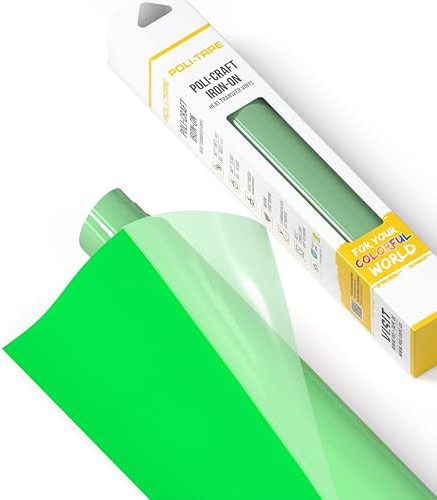 POLI-TAPE TUBITHERM® FLOCK Transferfolie mit samtartiger Oberfläche für Textilien – Flockfolie zum Aufbügeln, Plotterfolie für DIY Shirts, Neon Grün, 30,5 cm x 61 cm
