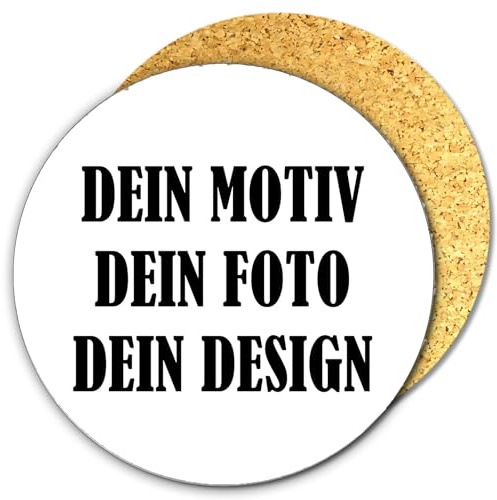 Untersetzer Set 8 Stück selbst gestalten – personalisierte Untersetzer mit eigenem Design, Foto oder Text – Korkrückseite – Untersetzer Bedrucken