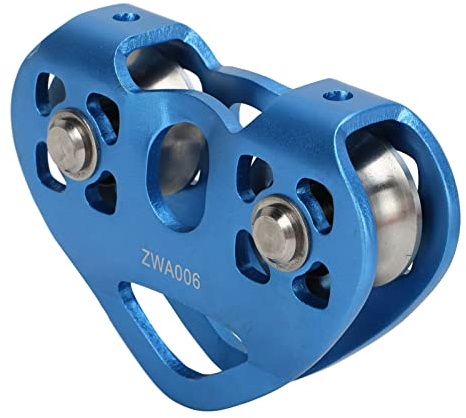 Doppelte Kletter-Zipline-Umlenkrolle, Langlebig, Herzförmig, für Klettern und Frachttransport, 30 KN, Aluminiumlegierung und Edelstahlmaterial (Blue)