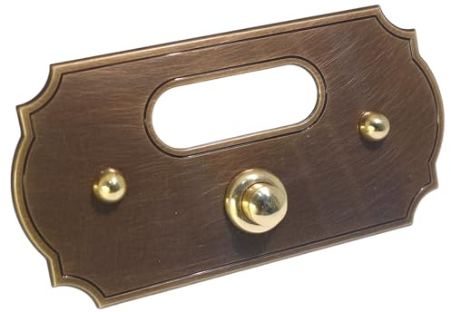 Neroni Mameli Placca Campanello in Ottone Bronzato per Esterno abitazione - Porta Ingresso Casa, con Pulsante Elettrico - Modello Adriano - Made in Italy