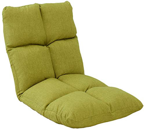 Verstellbarer Bodensessel für das Wohnzimmer, 5 Positionen, Baumwoll-Leinen-Stoff, klappbares Lazy-Sofa mit Rückenlehne, bequem, waschbar, für Videospiele, Lesen, 52 x 55 x 68 cm, Gelb + Gra