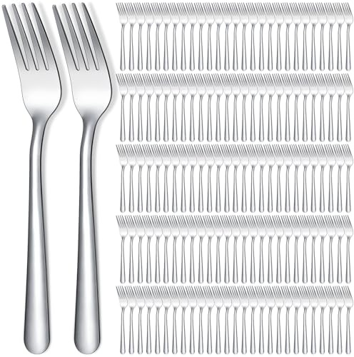 Syhood 300 Pcs Stainless Steel Dinner Forks Set 8 Inch Bulk Metal Forks Restaurant Silverware Mirror Polished Salad Dessert Utensils for Home Hotel Kitchen Event Supplies