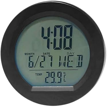 Rtyweth Horloges solaires pour tableau de bord et thermomètre - Montre électronique LED - Affichage numérique - Accessoires lumineux avec dos de voiture