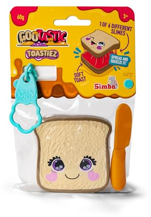 Simba Gootastic Toastez Jouet à écraser en Forme de Toast, 6 variétés aléatoires, en PVC Souple, Sac à Pain Amusant, Anti-Stress, Hauteur 8 cm, à partir de 3 Ans