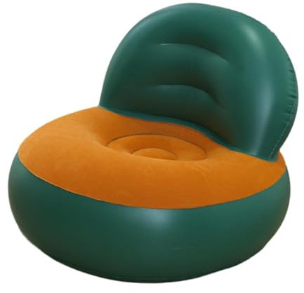 perfk Aufblasbares Sofa, L-förmiges Lazy Sofa, verdickter, bequemer, tragbarer, aufblasbarer Lounge-Sessel mit Rückenlehne für das Wohnzimmer zu Hause, Orange Und Grün