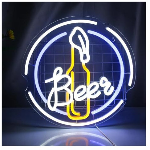 Hängende Kunst-Leuchtreklamen Beer - Neon Zeichen Licht Bier Glas Flasche Neon Lampe Für Bar Club Shop Dekoration Party Restaurant Wand Hängen Zeichen Beleuchtet 32cmx32cm