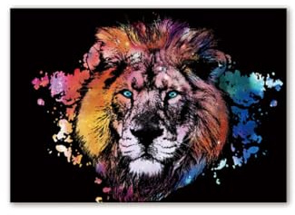 Kratzbilder Erwachsene Magic Rainbow Kratzpapier Kunstkartons Animal Series Scratchboard für Kinder Kratzbilder DIY Bastelsets,Schwarzes Scratch Art Papier Kratzpapier DIY Crafts Decor,40 * 28cm Löwe