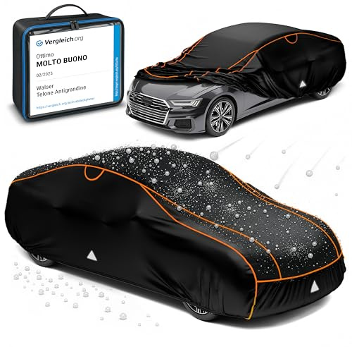 WALSER Hagelschutz Abdeckplane Auto, Auszeichnung Sehr Gut* Hagelschutzplane, TÜV geprüfte* Auto-Abdeckung Perma Protect, Autogarage Vollgarage, Wasserabweisende PKW Abdeckung Größe 1 schwarz