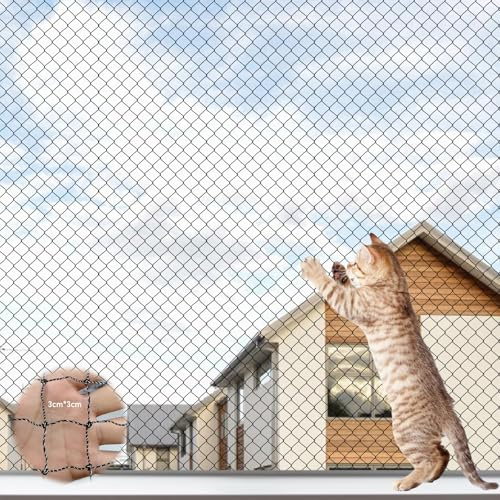 GOMETY Katzennetz Für Balkon 6x3m Drahtverstärkt – Schutznetz Katzen, Ohne Bohren, Geeignet Für Balkone, Terrassen Und Fenster – Stark, Langlebig, UV-Beständig, Wetterfest