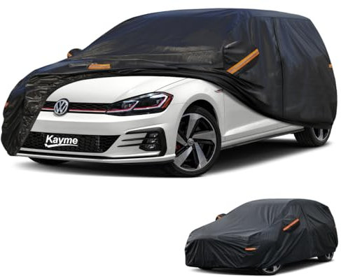 Kayme Bâche de voiture, imperméable et respirante, protection contre pluie, soleil, poussière, pour Audi A3, VW Golf, Kona, BMW Série 1, etc. Voir tableau des tailles de la voiture A3, noir