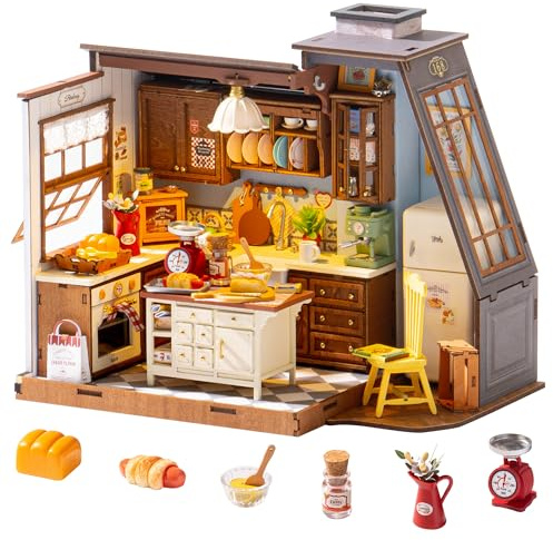 Rolife Puppenhaus Backküche DIY Miniaturhaus Bausatz Modellbausätze Miniatur Puppenhaus Bücherwinkel Heimdekoration Geburtstagsgeschenk