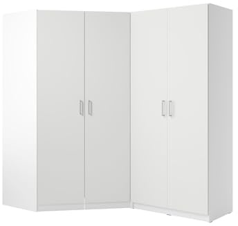 Vente-unique-Eckkleiderschrank mit 4 TÃ Â ÂÂ Ã Â ¼Ren - 209 cm - WeiÃ Â ÂÂ Ã Â ÂÂ - BELOMY