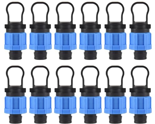 Lonrtesw 12 PièCes Bouchon D'Embout de Tube D'Irrigation Goutte à Goutte Raccord Universel 1/2 Pouce, Compatible avec les Tubes de Goutte à Goutte 16-17Mm