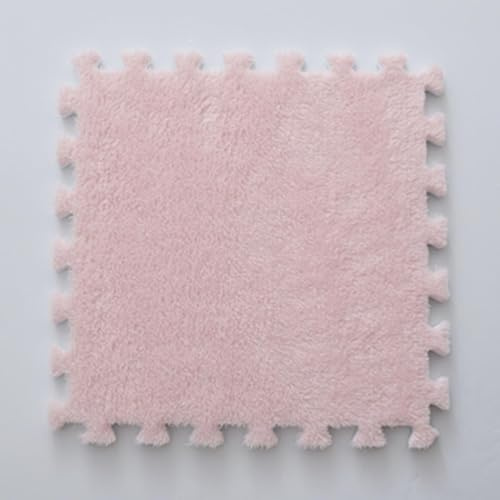 KjoiDWz Cojín Cuadrado de Espuma de Felpa for Suelo, cojín de Suelo Cuadrado Entrelazado Lavable, Alfombra de retales de Espuma Antideslizante(Light Pink,18pcs)