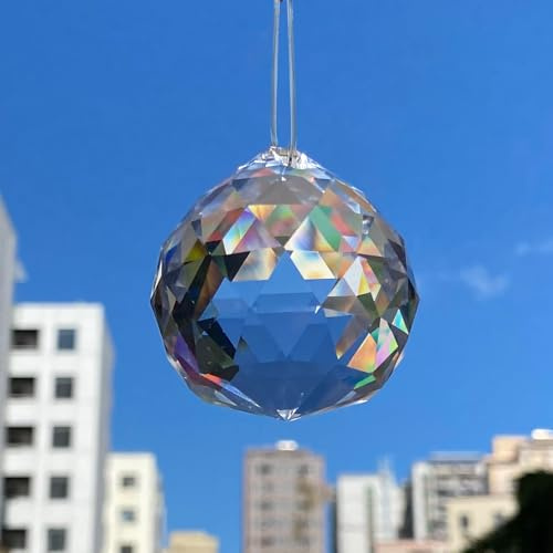 Toowood 20 Stück Sonnenfänger Kristall, 20mm Prisma Kristall, Kristalle zum Aufhängen, Fenster Ornament Handwerk Deko, Kronleuchter Anhänger, Lichtfänger Kugel für Zuhause und Handwerksprojekte