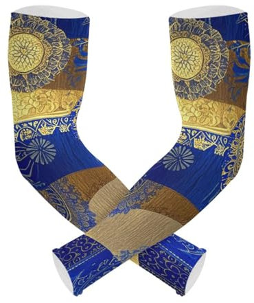 Boemia Blu e Oro Modelli di Raffreddamento Manicotti Del Braccio Donne 1 Paio di Protezione UV Protezione Del Braccio Scudo