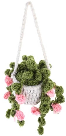 BESPORTBLE Crochet Spider Plant Potted Plant Car Rear Decor Wall Hanging Basket Home Decor Accessory