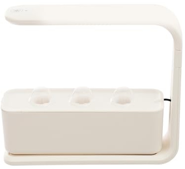 YISSALE Hydroponisches Anzuchtsystem 3 Pods, Indoor Kräutergarten mit LED Vollspektrum Lampe, Höhenverstellbar, Timer & 1,6L Wassertank, Weiß für Küche