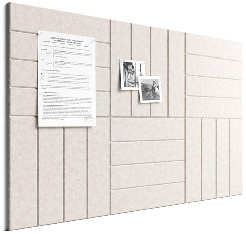Bumusty Große Filz Pinnwand 90 x 60 cm, 6er-Pack, Haferfarben | Pinnwand Modern Korktafel-Alternative mit 30 Klebepads, Visionboard, Fotowand & Memoboard für Büro, Kinderzimmer & Schule