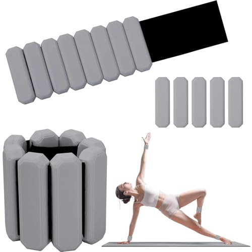 Omtofo 2 stycken handledsvikter ankelvikter set om 0,45 kg viktmanschetter för fot eller handled på rörelse, promenader, jogging, yoga, aerobics pilates vikt, fitnessarmband, grå