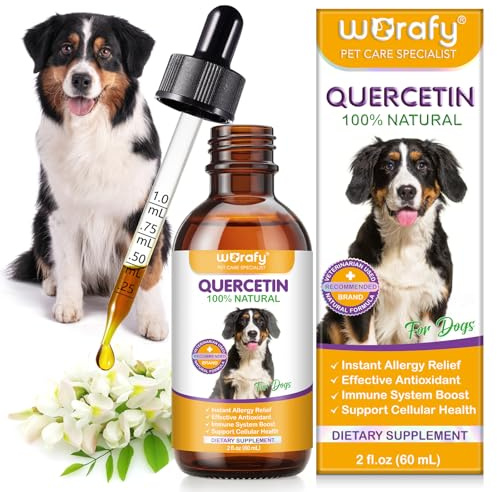Quercetin for Dogs, Dog Antihistamine Supplement Support Dog Allergy Relief Instant, Itchy Skin Relief, Immune System for All Breeds & Sizes Dogs, Bacon Flavor - 60ml
