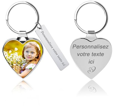 Porte-clés Photo Personnalisé Avec Texte Gravé, Cadeau Pour Anniversaire, Noël, Hhomme et Femme