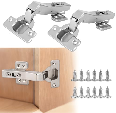 HBL' 4 Pack 45° Corner Cabinet Hinges, 45 Degree Angled Hinge Replacement for Diagonal Wall Cabinets, 35MM European Soft Close Hinges for Frameless Doors