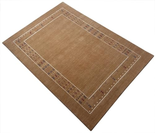 Gabbeh Teppich 100% Wolle Gold Orientteppich Handgewebt Brücke AC01 (Pfirsich, 140X200 cm)
