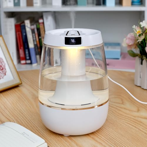 Humidifier for Bedroom with Double Spray Nightlight 3.5L Top Fill Cool Mist Humidifier 3 Modes Ultra-Quiet Mini Air Humidifiers for Baby, Plants, Office, Essential Oil Diffuser