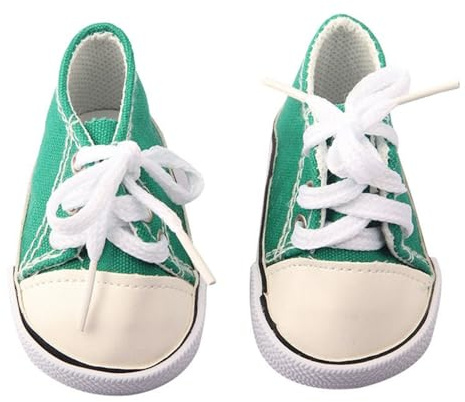 Uteruik 18-Zoll-Puppenschuhe aus Canvas, 46 cm große Schnürschuhe für amerikanische Puppen, Kostümaccessoire (Grün)